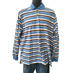 Vintage Finish Line Polo‎ Shirt FNL365 Men Sz XL Striped Long Sleeve Workwear